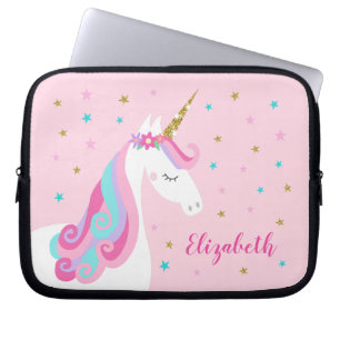 Rainbow Unicorn Magical Glitter Pink Laptop Sleeve