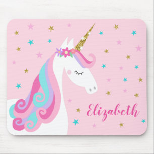 Rainbow Unicorn Magical Glitter Pink Mouse Mat