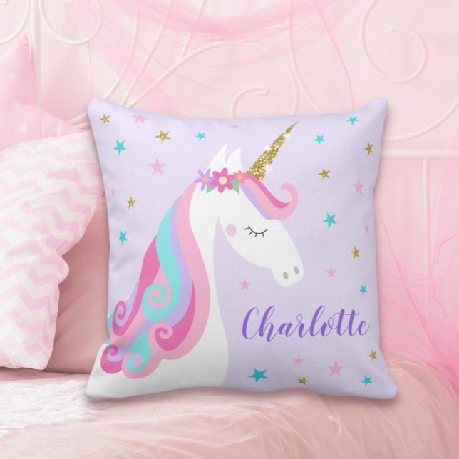 Rainbow Unicorn Magical Glitter Purple Cushion (Creator Uploaded)
