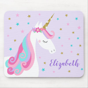 Rainbow Unicorn Magical Glitter Purple Mouse Mat