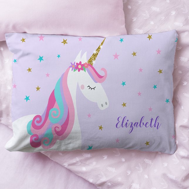 Rainbow Unicorn Magical Glitter Purple Pillowcase (Creator Uploaded)