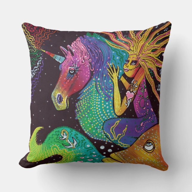 Rainbow Unicorn Mermaid Cushion (Front)