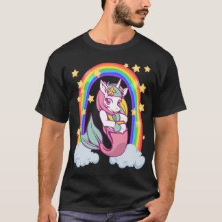 Rainbow unicorn mermaid girl T-Shirt