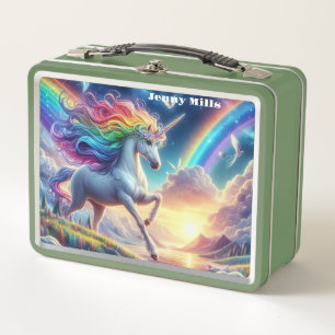 Rainbow Unicorn Metal Lunch Box
