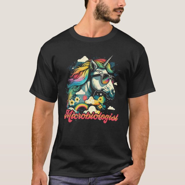 Rainbow Unicorn Microbiologist Microbiology T-Shirt (Front)