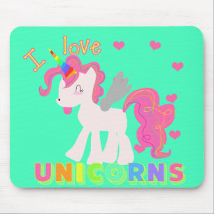 Rainbow Unicorn Mousepad mouse pad I LOVE UNICORNS
