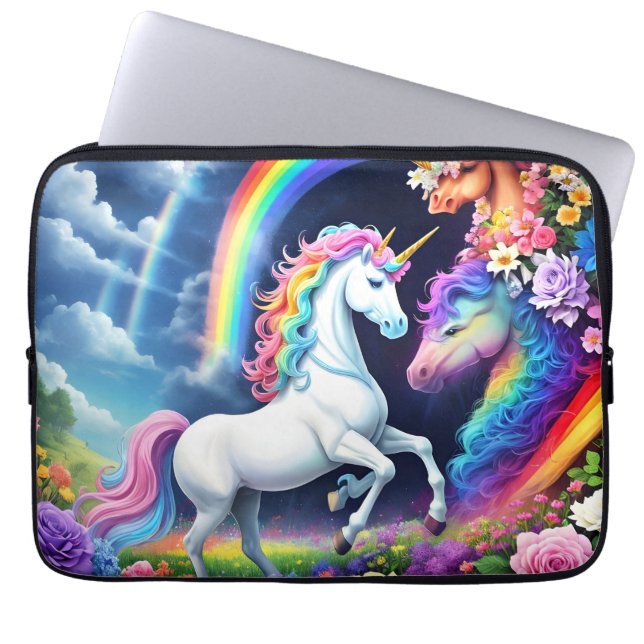 Rainbow Unicorn One Laptop Sleeve (Front)
