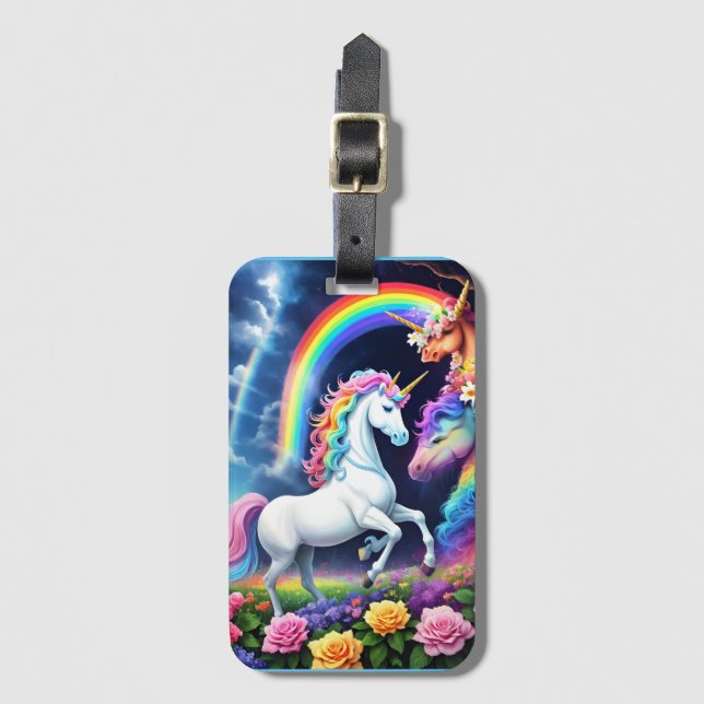 Rainbow Unicorn One Luggage Tag (Front Vertical)