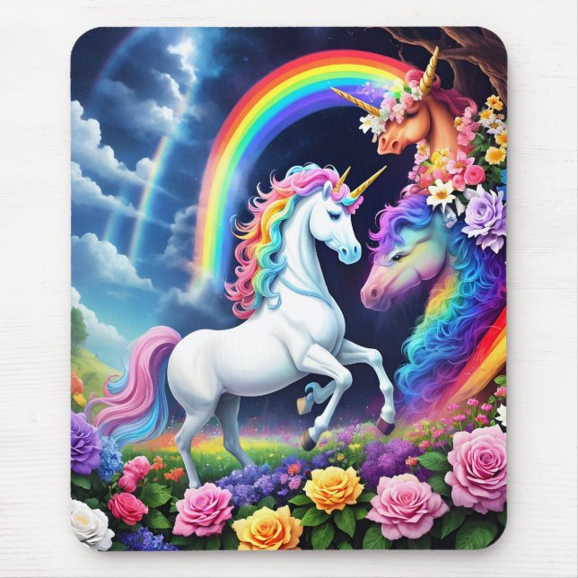Rainbow Unicorn One Mouse Mat (Front)