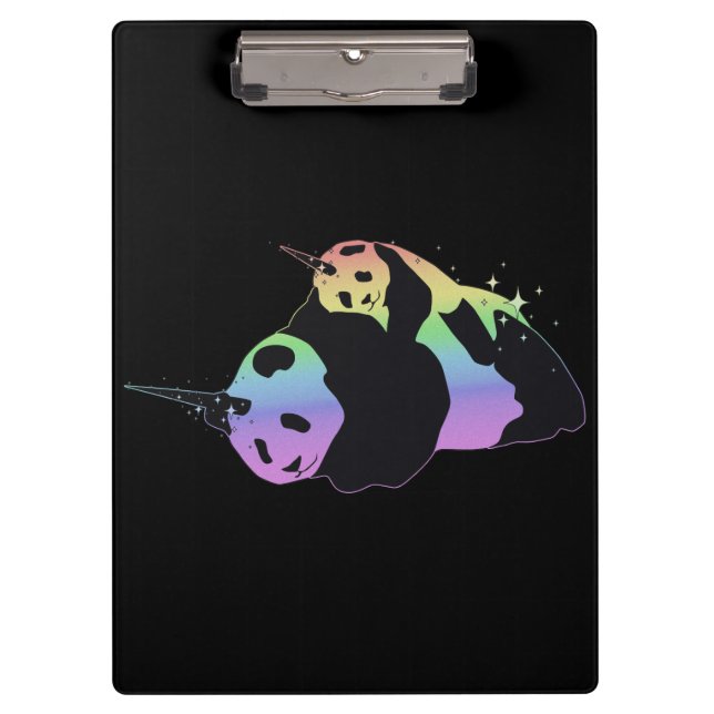 Rainbow Unicorn Pandas Magic Sparkle Cuddle Clipboard (Front)