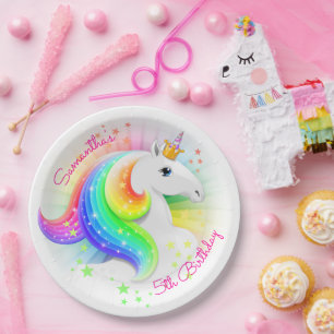 Rainbow Unicorn Party Paper Plate