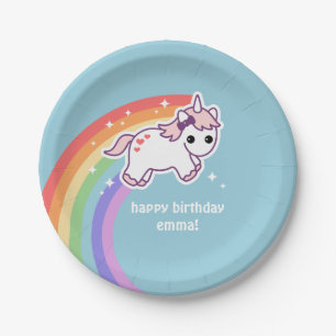 Rainbow Unicorn Party Paper Plate