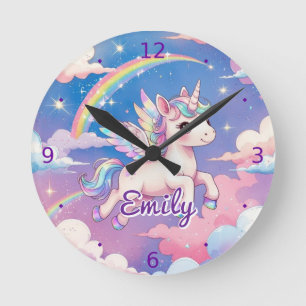 Rainbow Unicorn Personalised Wall Clock 