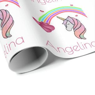 Rainbow Unicorn Personalised Wrapping Paper