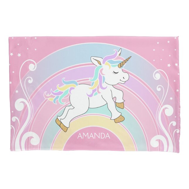 Rainbow Unicorn Pillowcase (Front)