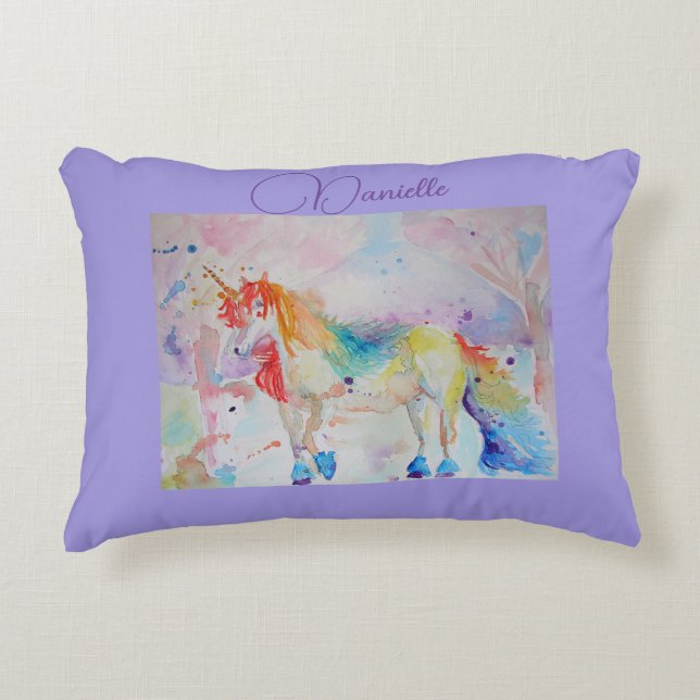 Rainbow Unicorn Pink Girls Nursery Love Cushion (Front)