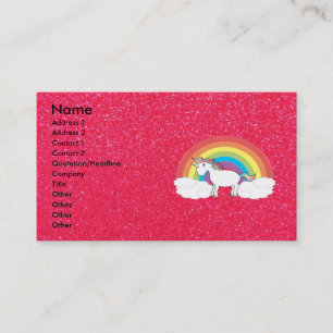 Rainbow unicorn pink glitter business card