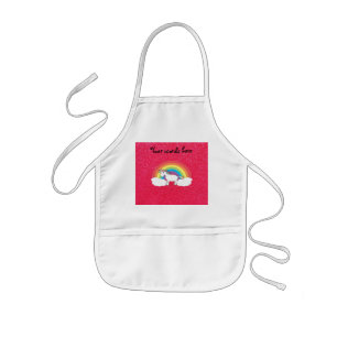 Rainbow unicorn pink glitter kids apron