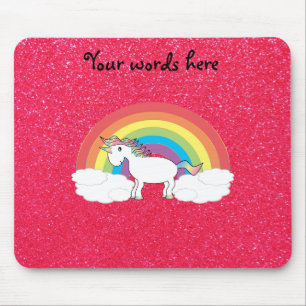 Rainbow unicorn pink glitter mouse mat