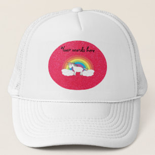 Rainbow unicorn pink glitter trucker hat