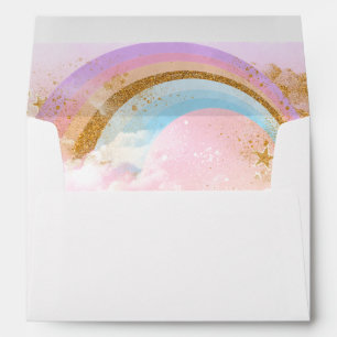 Rainbow unicorn pink gold pastels envelope