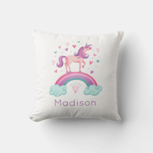 Rainbow Unicorn Pink Purple Girly Cushion