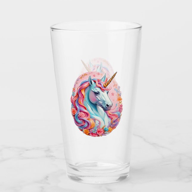 Rainbow Unicorn Pink Shade Glass (Front)