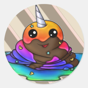 Rainbow Unicorn Poop Classic Round Sticker