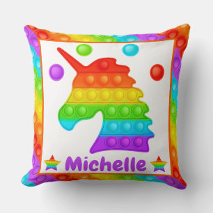 Rainbow Unicorn Pop It Fidget Toy Kids Cushion