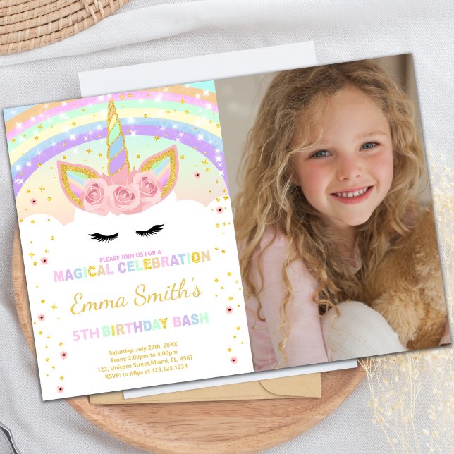 Rainbow Unicorn Postcard with Photo (Rainbow Unicorn post Cards with photo)