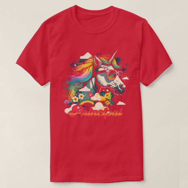 Rainbow Unicorn Principal T-Shirt (Design Front)