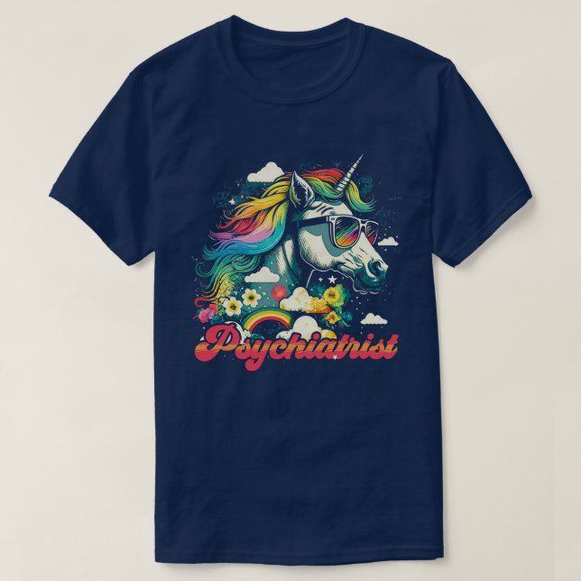 Rainbow Unicorn Psychiatrist T-Shirt (Design Front)
