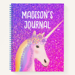 Rainbow Unicorn Purple Glitter Monogram Journal