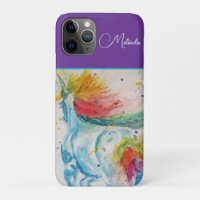Rainbow Unicorn Purple Watercolor Girls Birthday