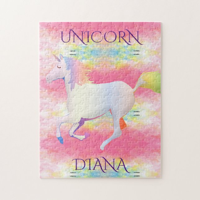 Rainbow unicorn puzzle.  Personalised name. Jigsaw Puzzle (Vertical)