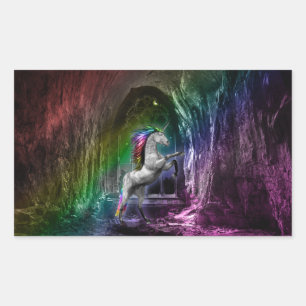Rainbow Unicorn Rentagular Sticker