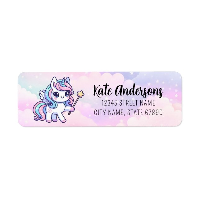 Rainbow Unicorn Return Address Labels (Front)