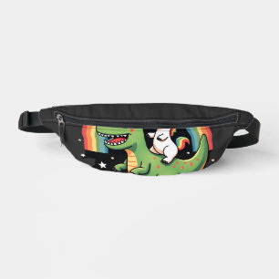 Rainbow Unicorn Riding T rex - Dinosaur Boys Girls Bum Bags