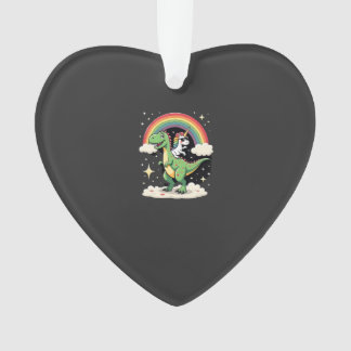 Rainbow Unicorn Riding T rex - Dinosaur Boys Girls Ornament
