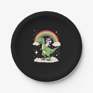 Rainbow Unicorn Riding T rex - Dinosaur Boys Girls Paper Plate
