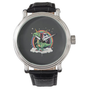 Rainbow Unicorn Riding T rex - Dinosaur Boys Girls Watch
