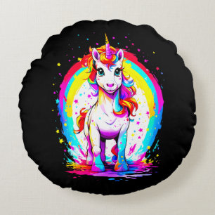 Rainbow unicorn  round cushion