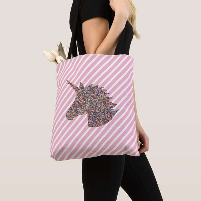 Rainbow Unicorn Silhouette Sprinkle Tote Bag (Close Up)