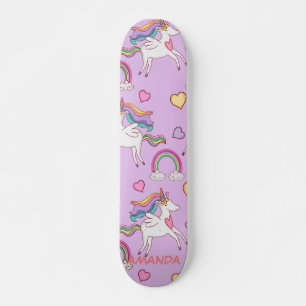 Rainbow unicorn skateboard