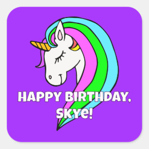 Rainbow Unicorn Square Sticker