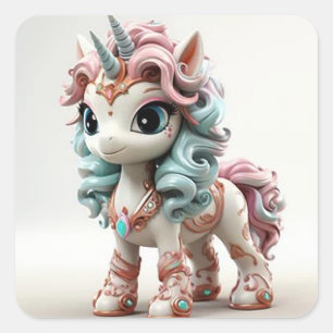 Rainbow unicorn square sticker