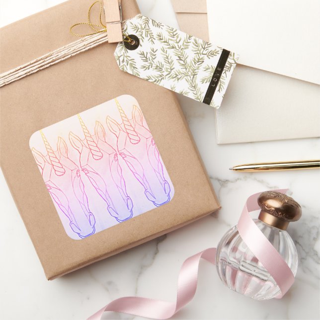Rainbow Unicorn Square Sticker (Gifting)