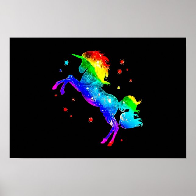 Rainbow Unicorn stars galaxy style space Poster (Front)