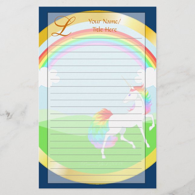 Rainbow Unicorn Stationery (Front)