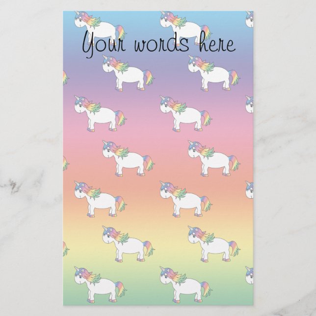 Rainbow unicorn stationery (Front)